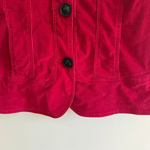 Y2K Western Red Corduroy Jacket 1X Button Front Plus Size Stretch Holiday Bold - Picture 6 of 14